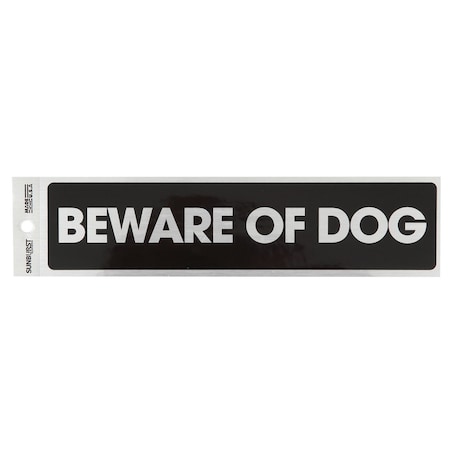 Sunburst Systems Decal Beware of Dog 2 in x 8.5 in, Brushed Chrome 5710